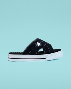 Converse One Star Sandalism Női Slip On Fekete/Fehér | IWAKHUY-HU